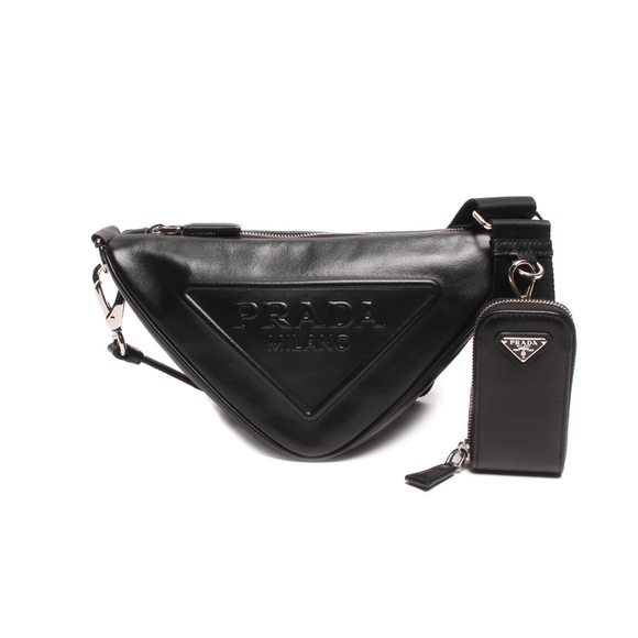 Prada Black Leather Hardware Bag Shoulder Silver - Picture 1 of 8